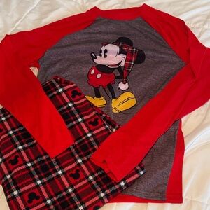 Adult unisex Mickey Mouse Red and Gray Pajama Set